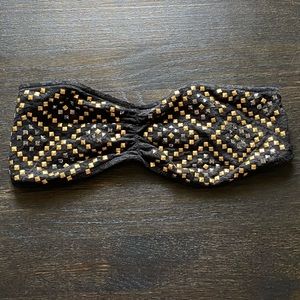 VSPink Bandeau Black Stud Lace Gold Silver Embelli